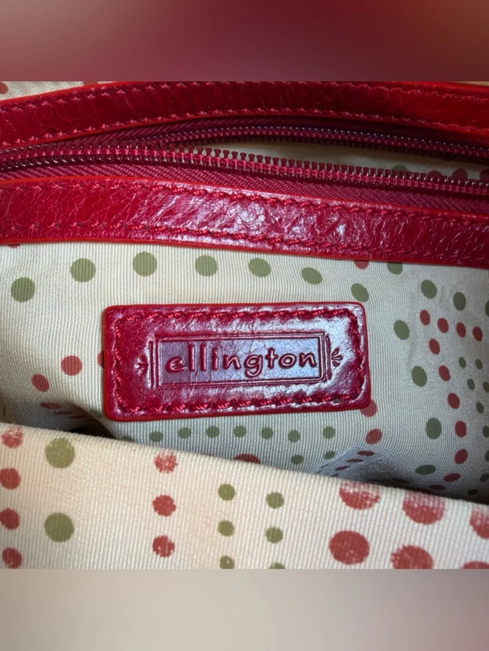 Ellington Red Patent Leather Tote Hobo‎ Shoulder Bag Distressed Large 16x13x4”